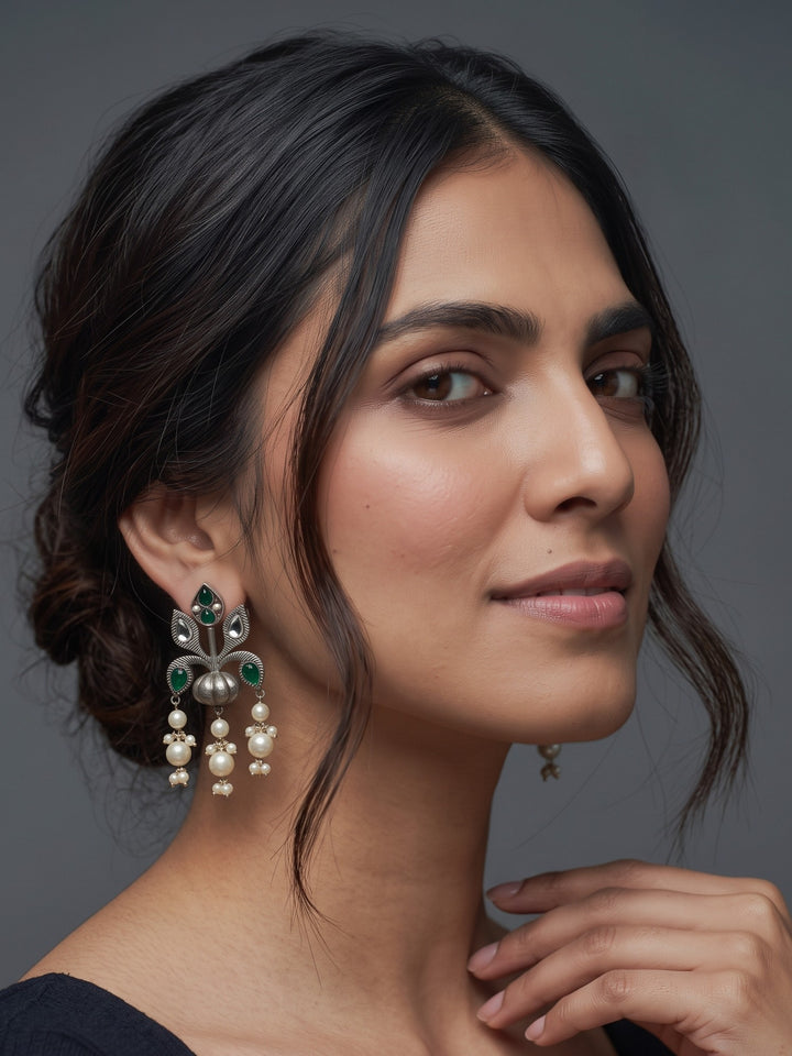 Rajwara Moti Oxidised Danglar Earring