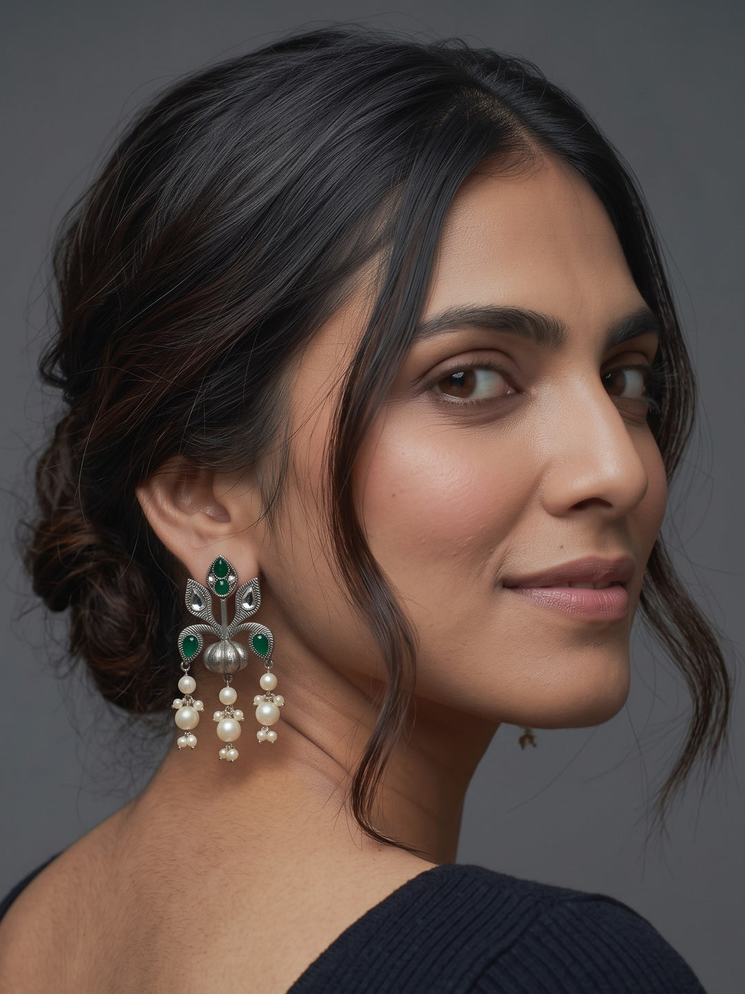 Rajwara Moti Oxidised Danglar Earring