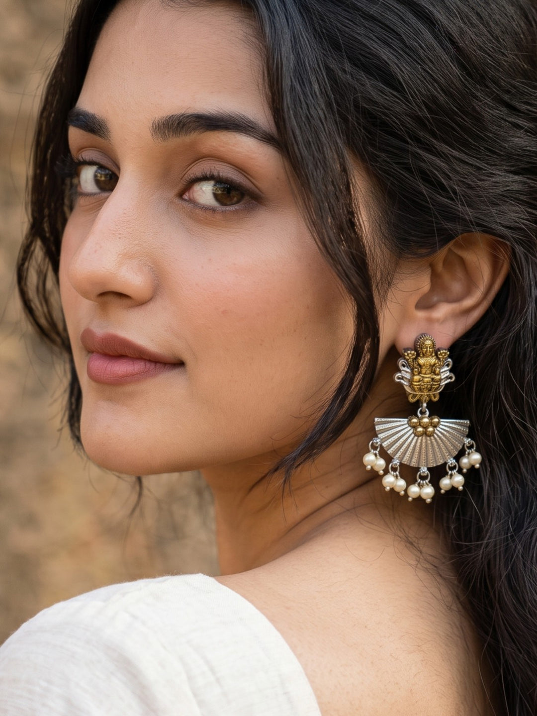 Rajwara Duel tone Oxidised Danglar Earring