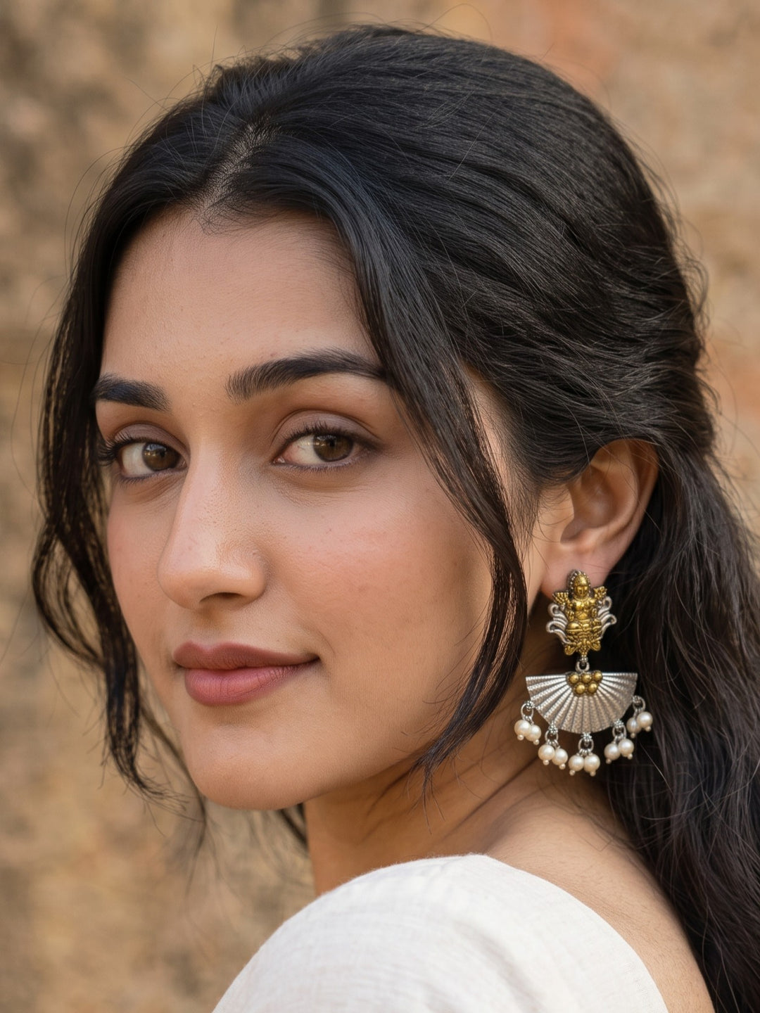 Rajwara Duel tone Oxidised Danglar Earring