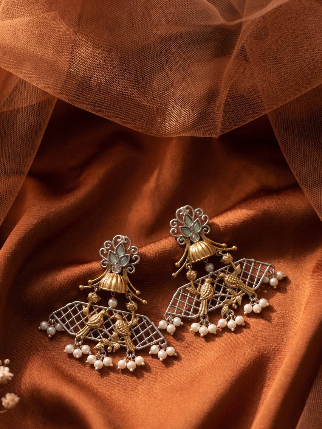 Rajwara Duel tone Oxidised Danglar Earring