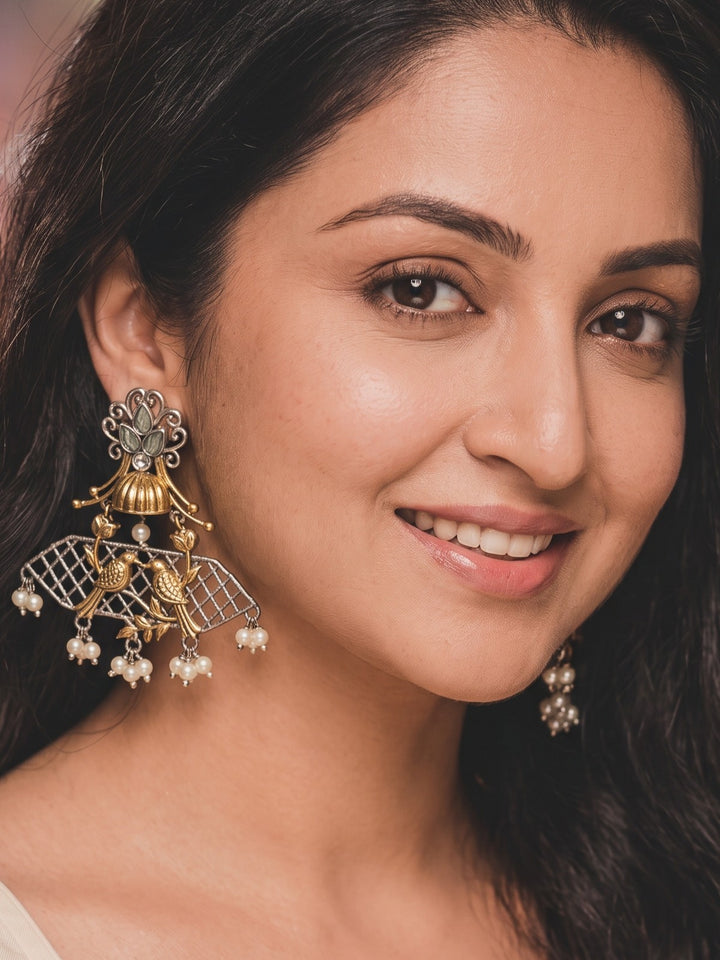 Rajwara Duel tone Oxidised Danglar Earring