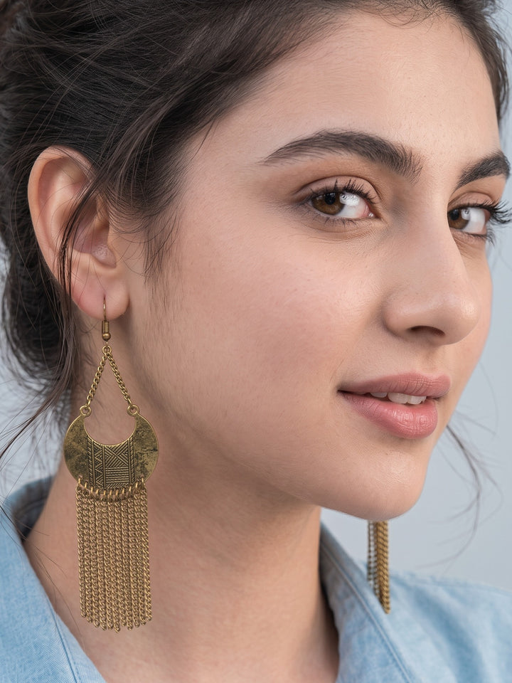 Rajwara Golden Oxidised Danglar Earring