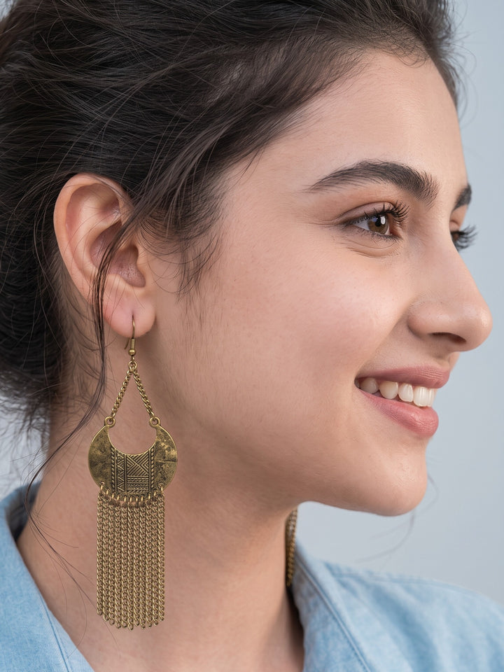 Rajwara Golden Oxidised Danglar Earring