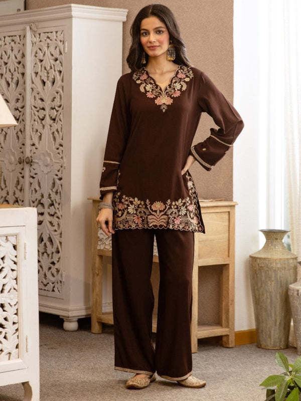 Karen Choccy Embroidery Cotton Co-ord Set