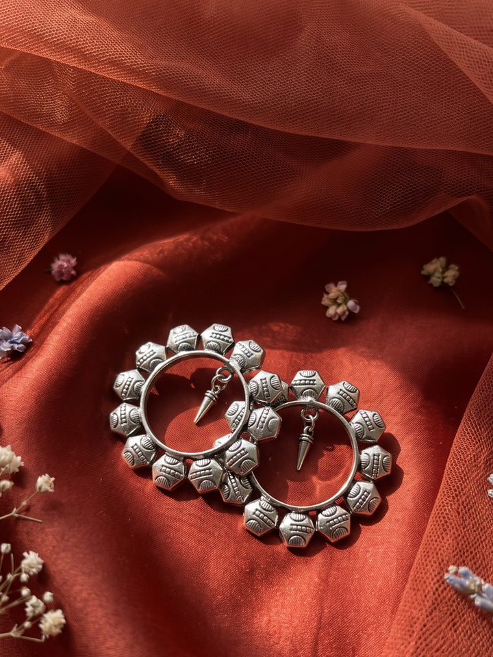 Rajwara Floral Oxidised Danglar Earring