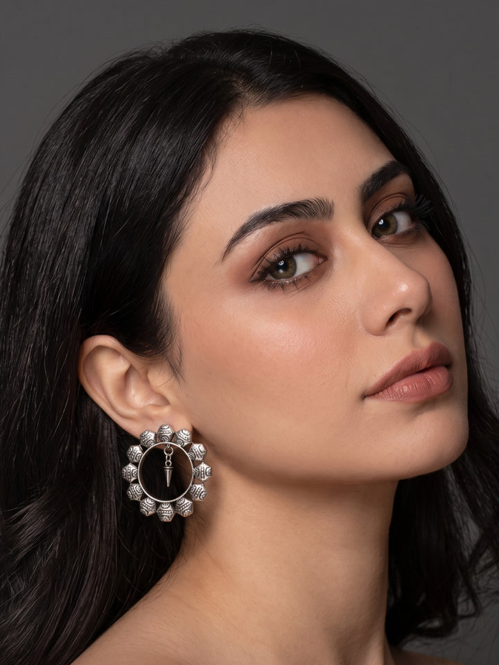 Rajwara Floral Oxidised Danglar Earring