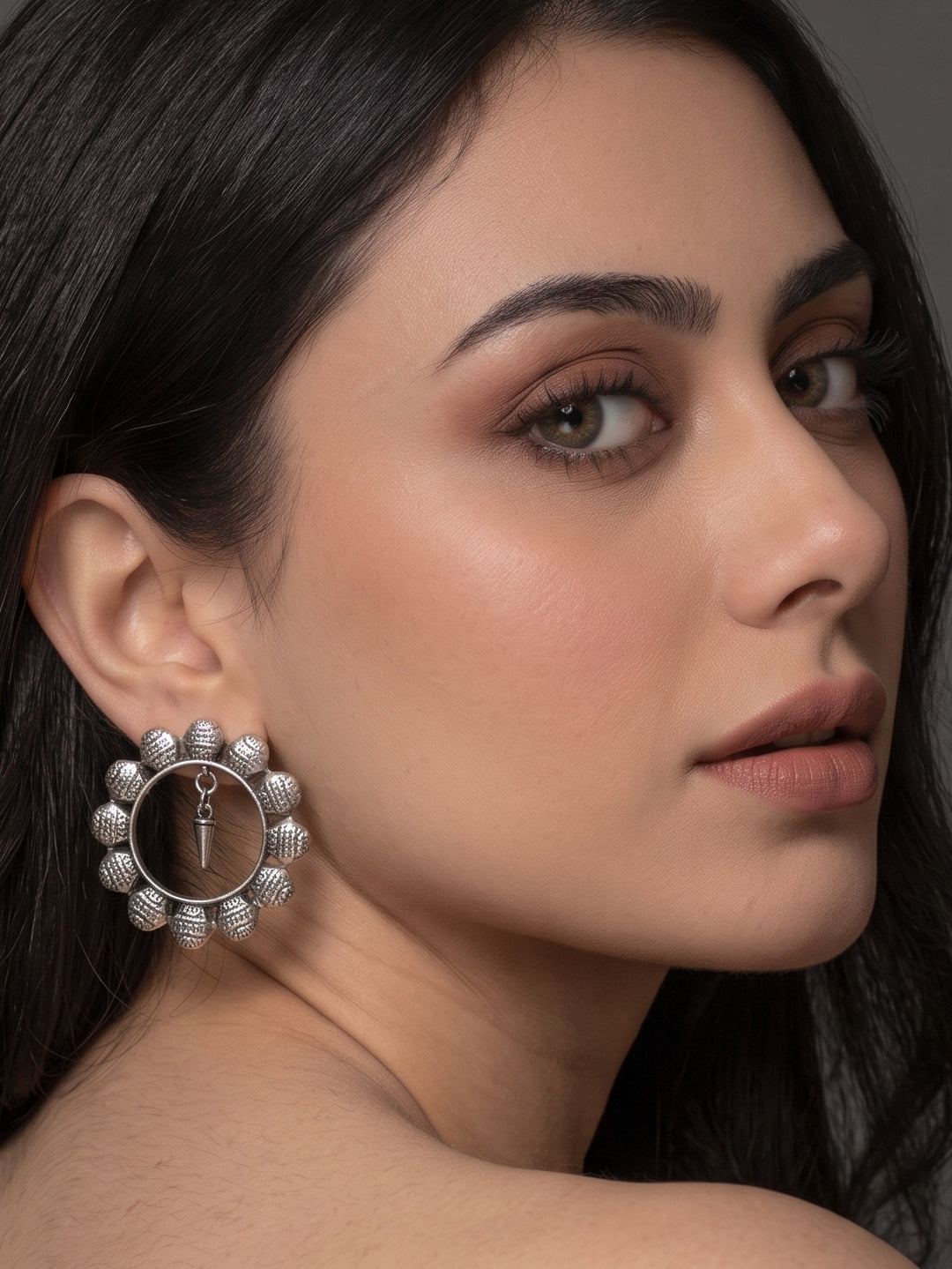 Rajwara Floral Oxidised Danglar Earring