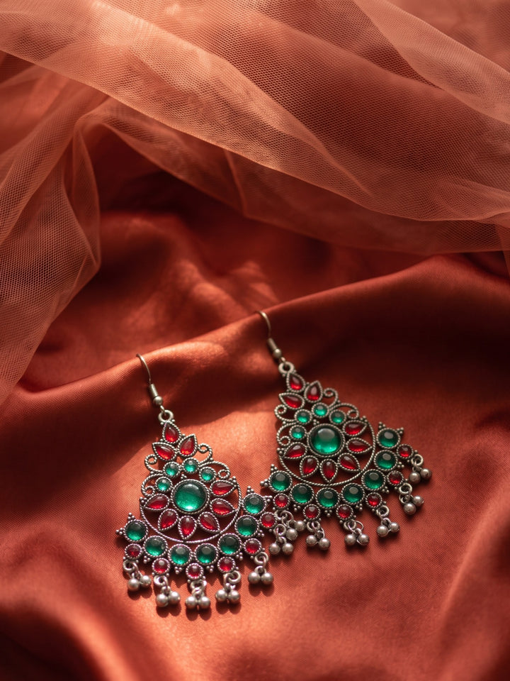 Rajwara Multicolour Oxidised Bali Earring