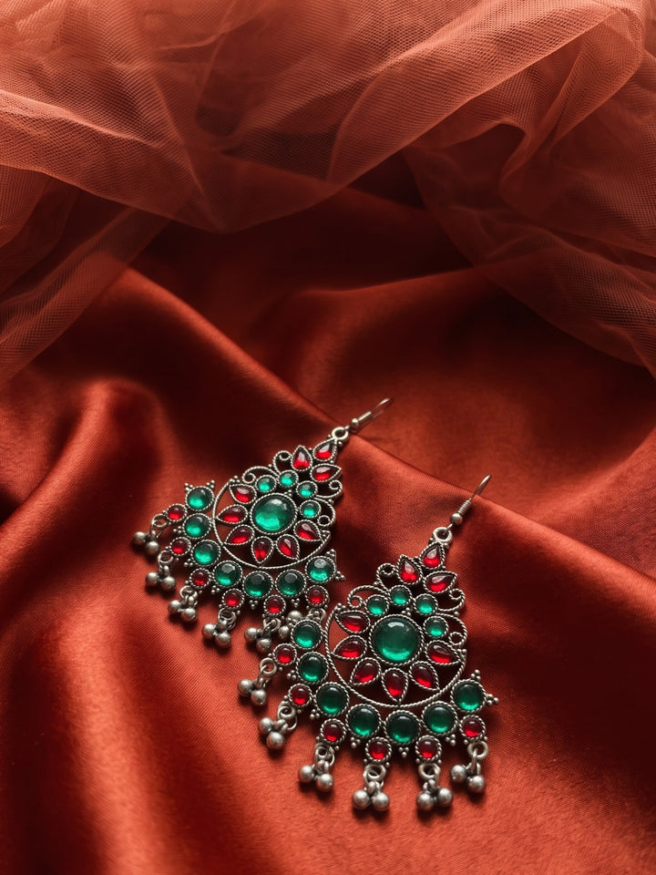 Rajwara Multicolour Oxidised Bali Earring