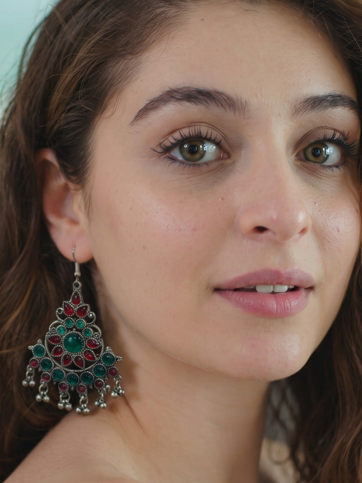 Rajwara Multicolour Oxidised Bali Earring