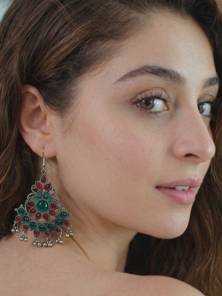 Rajwara Multicolour Oxidised Bali Earring