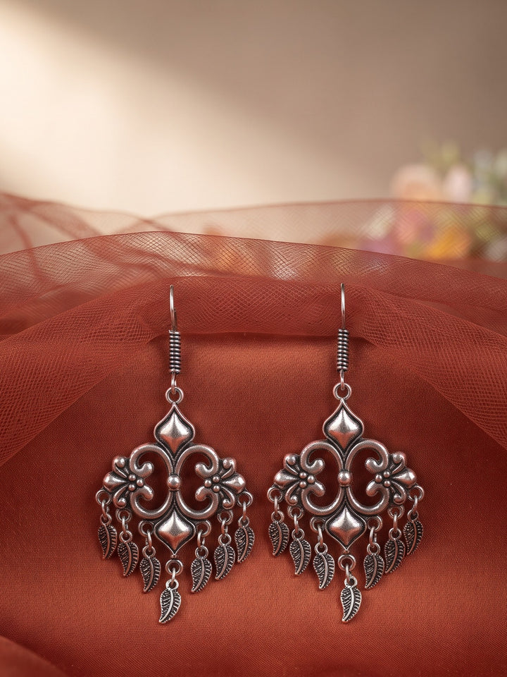 Rajwara Oxidised Filigree Leaf Dangle Earring