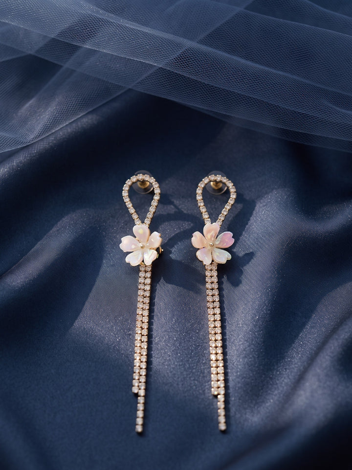 Rajwara Flower Long Tassel Drop Earring