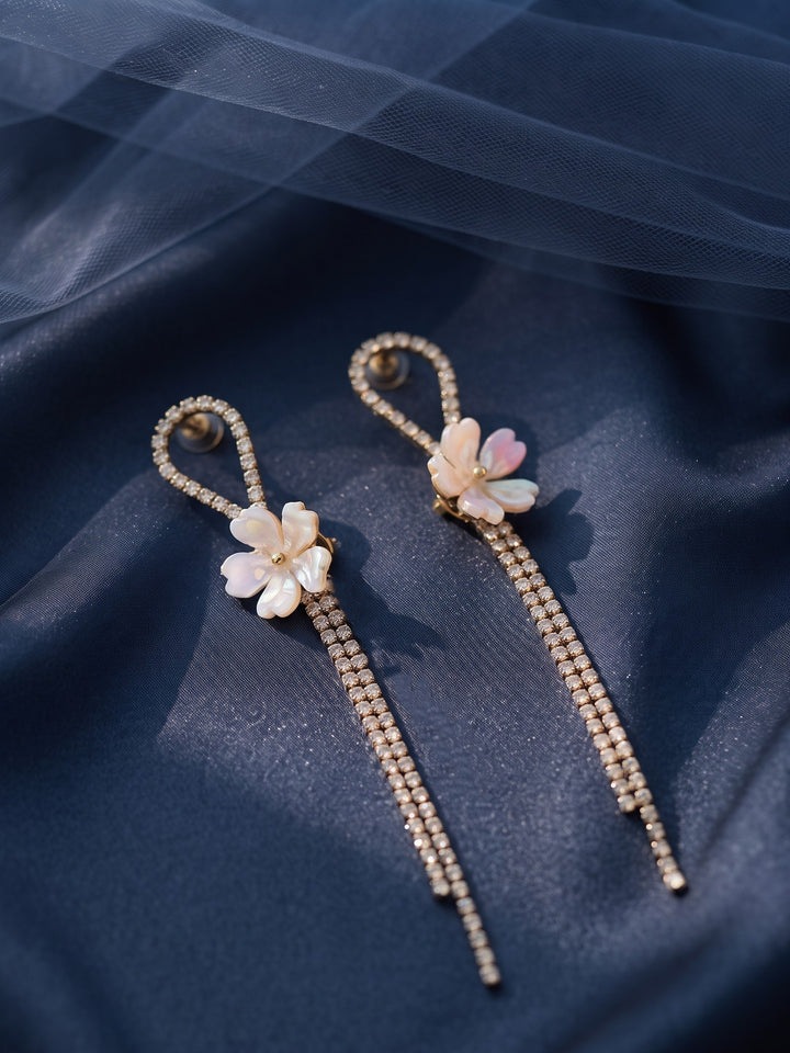 Rajwara Flower Long Tassel Drop Earring