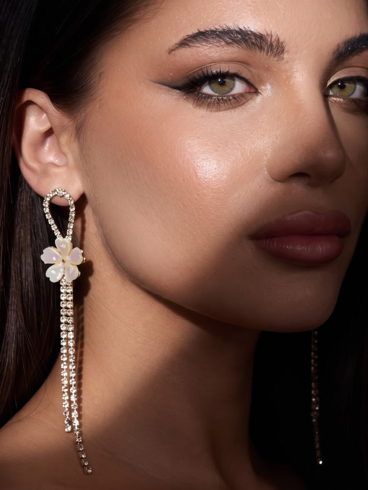 Rajwara Flower Long Tassel Drop Earring
