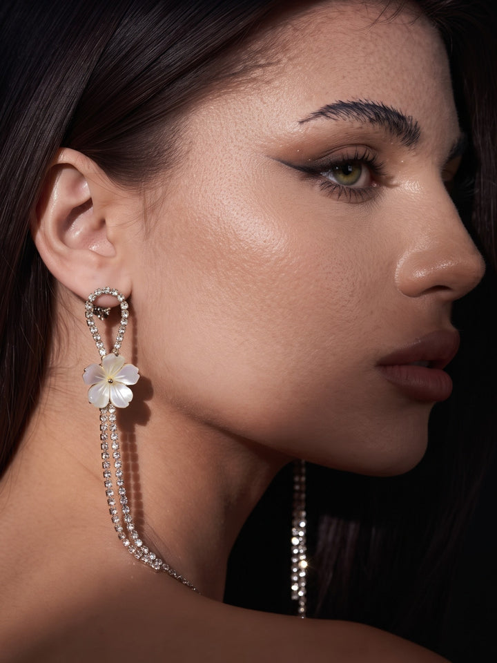 Rajwara Flower Long Tassel Drop Earring