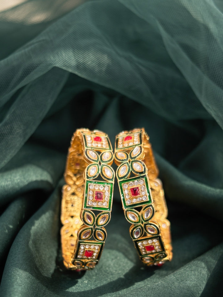 Rajwadi Kundan Meenakari Kada Bangles