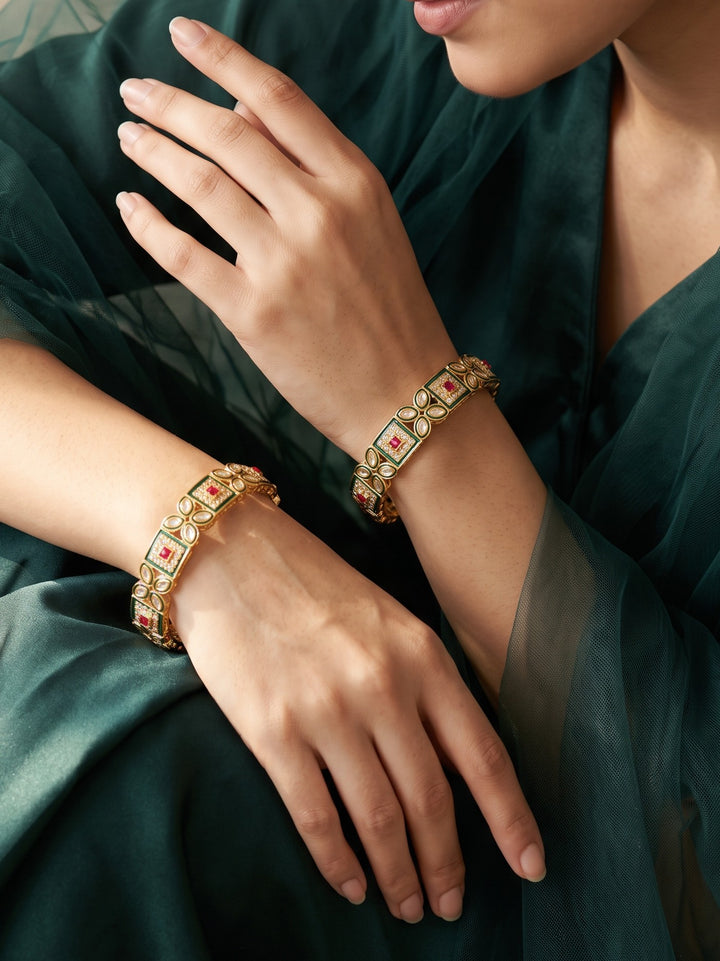 Rajwadi Kundan Meenakari Kada Bangles