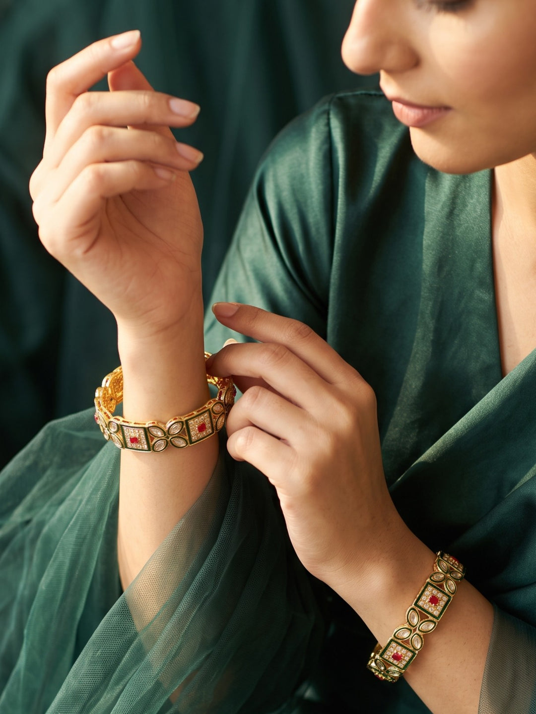 Rajwadi Kundan Meenakari Kada Bangles