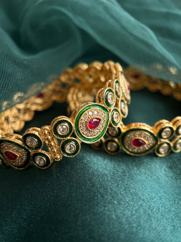 Rajwadi Meenakari Kundan Kada Bangles