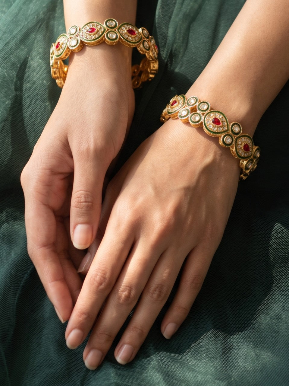 Rajwadi Meenakari Kundan Kada Bangles