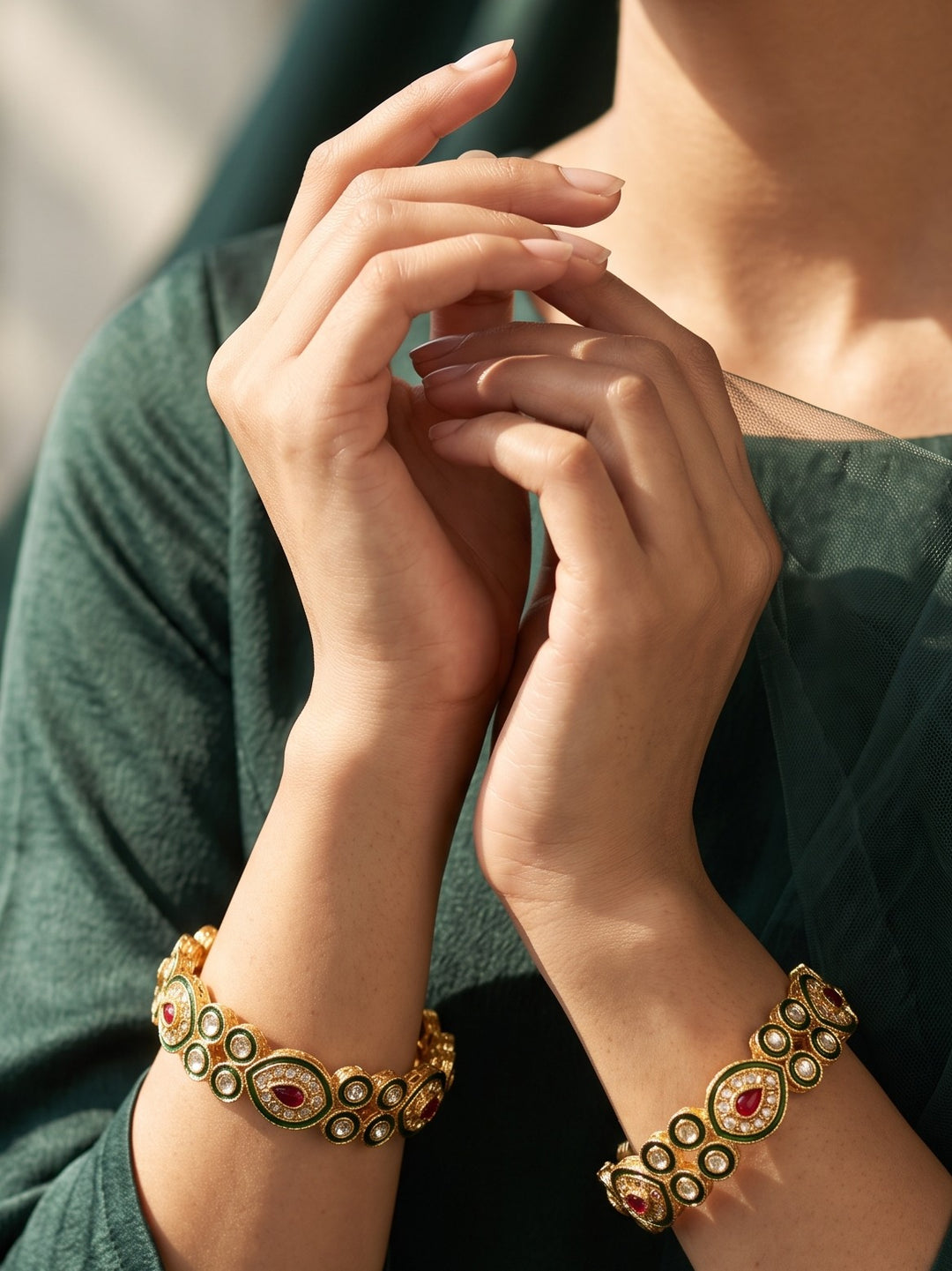 Rajwadi Meenakari Kundan Kada Bangles