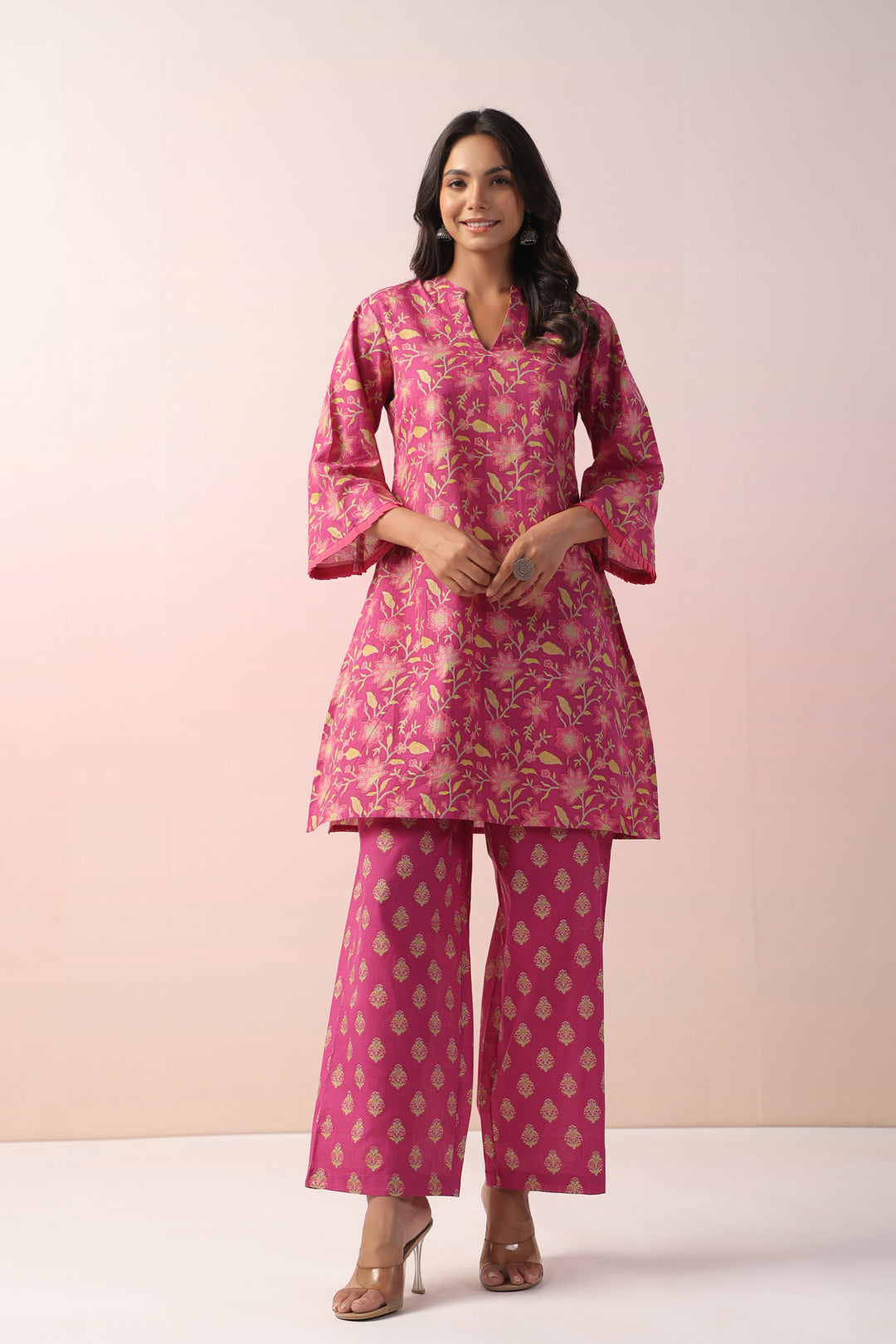 Harshini Pink Cotton Printed Co-ord Set