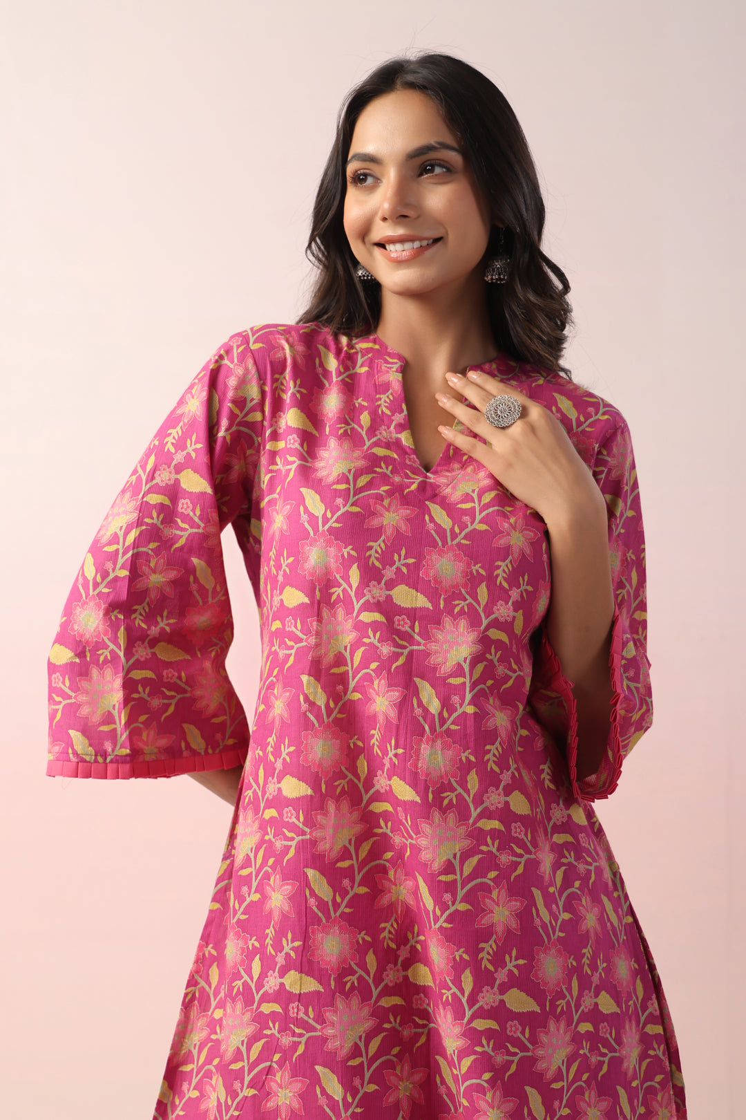 Harshini Pink Cotton Printed Co-ord Set