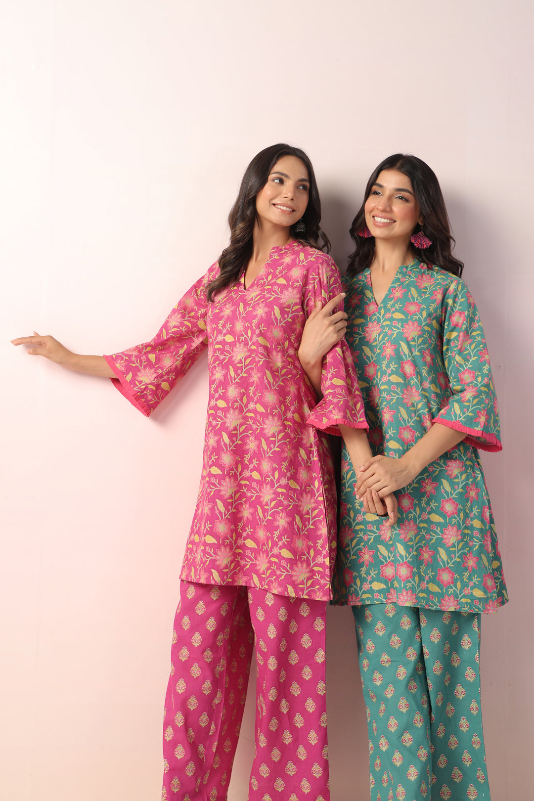 Harshini Pink Cotton Printed Co-ord Set