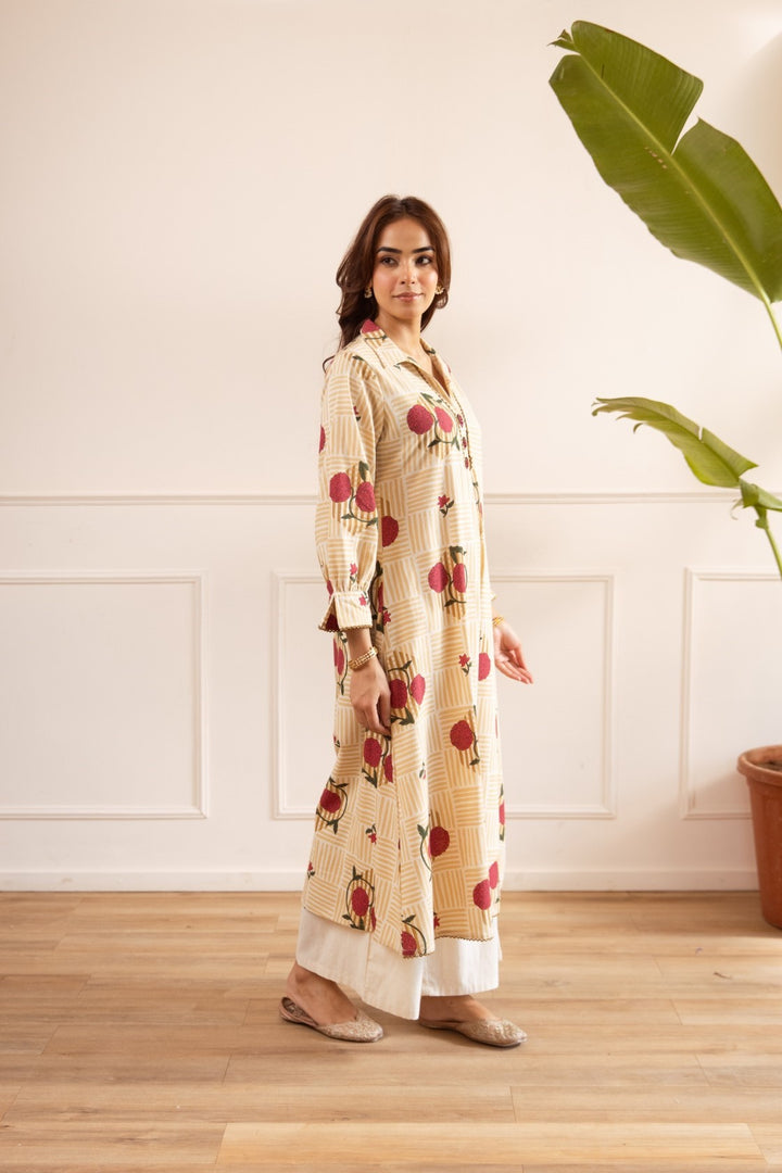 Karen sand Cotton kurta pant set