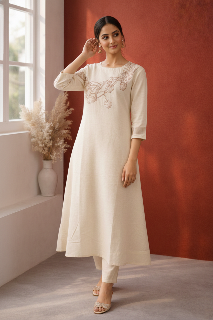 Mishka Mist Embroidered Kurta Pant Set