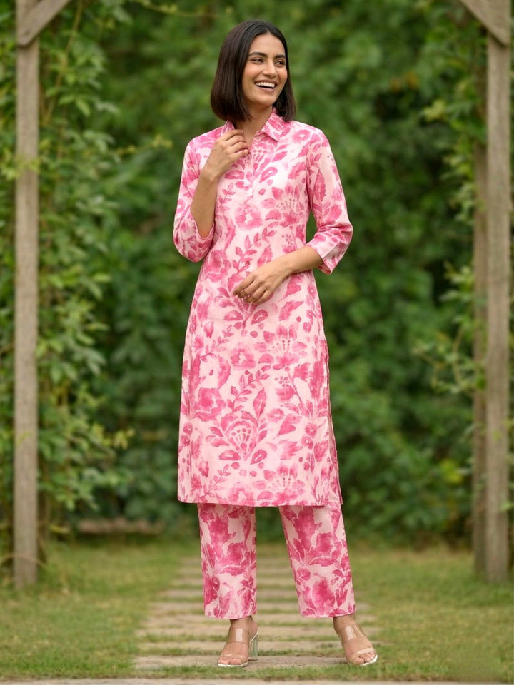 Elixir Rose Linen Printed Co-ord Set