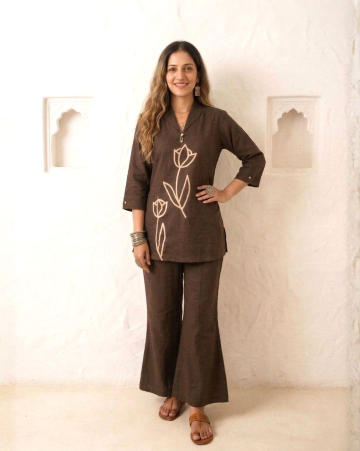 Sargi Earthwood embroidery cotton co-ord set