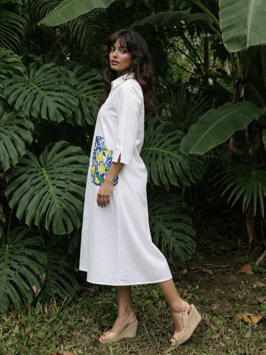 Ivanka vanilla cotton shirt dress