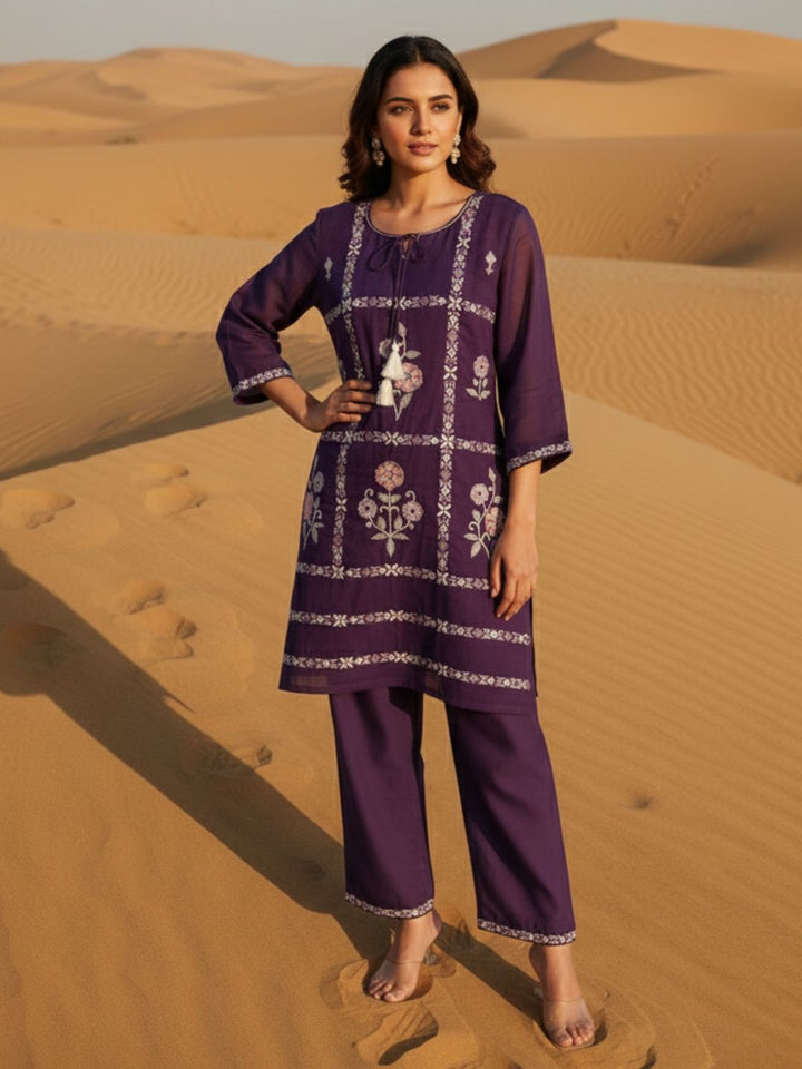 Parikrama Orchid embroidery co-ord set