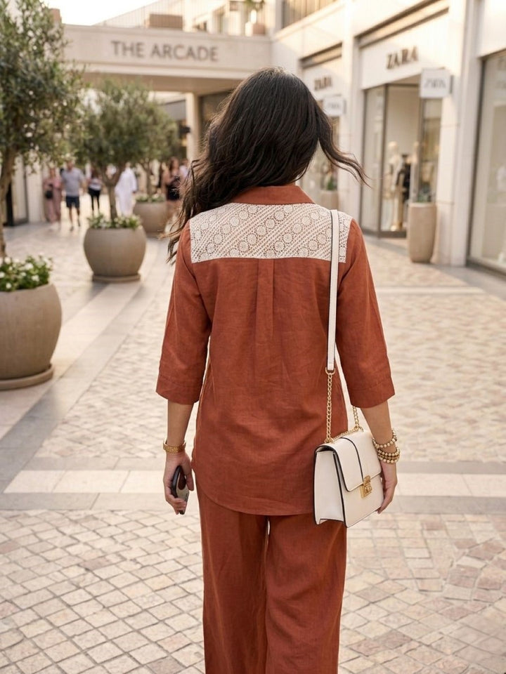 Prisha apricot cotton co-ord set