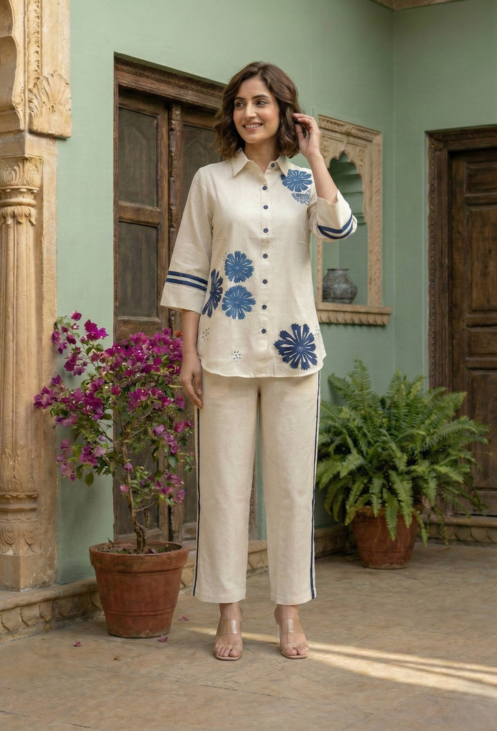 Ridhika ocean embroidery cotton co-ord set