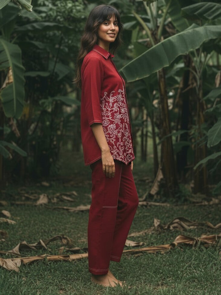 Ivanka brick cotton embroidery co-ord set