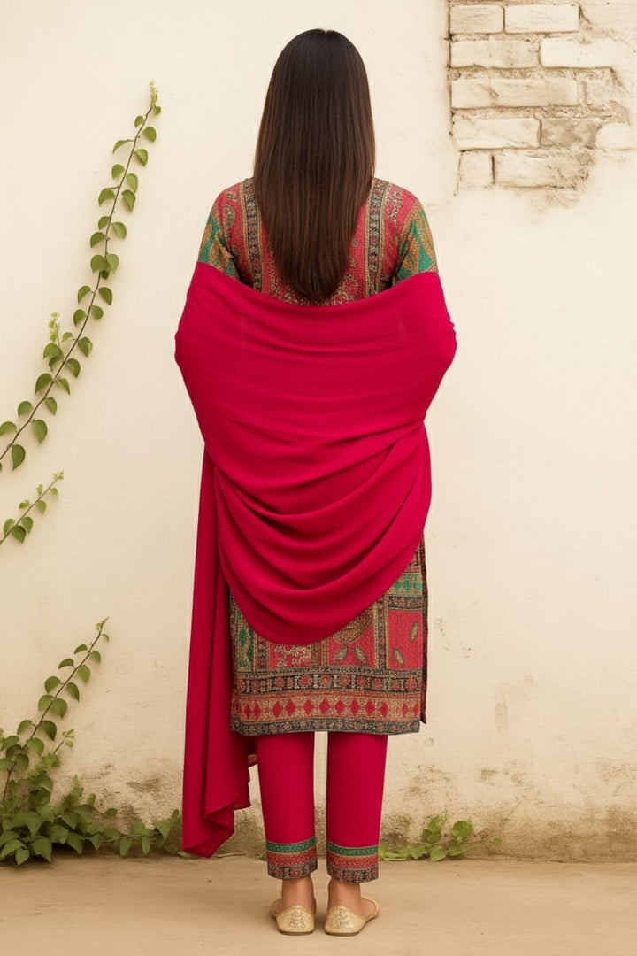 WAHIBA KARACHI ROSE FULL WORK SUIT SET