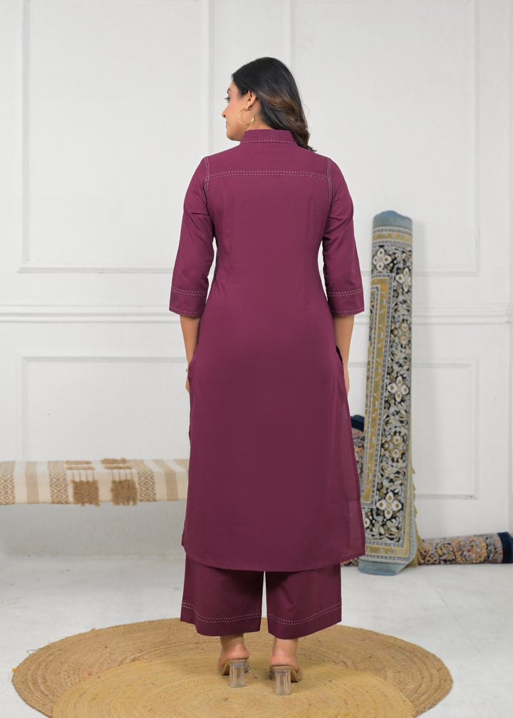 Ridhika Berry Cotton Kurta Pant Set