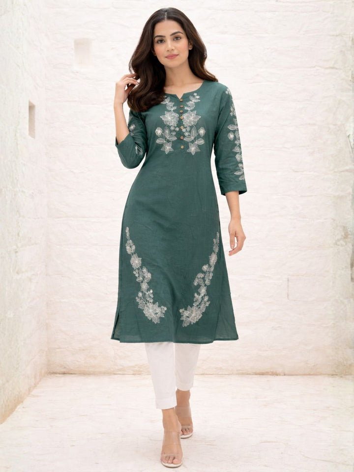 Chandri Viridian Embroidered Kurti