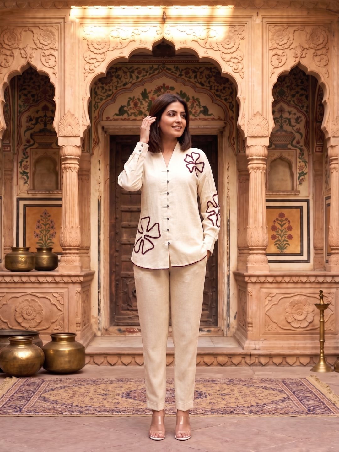 Wespret parch embroidery cotton co-ord set