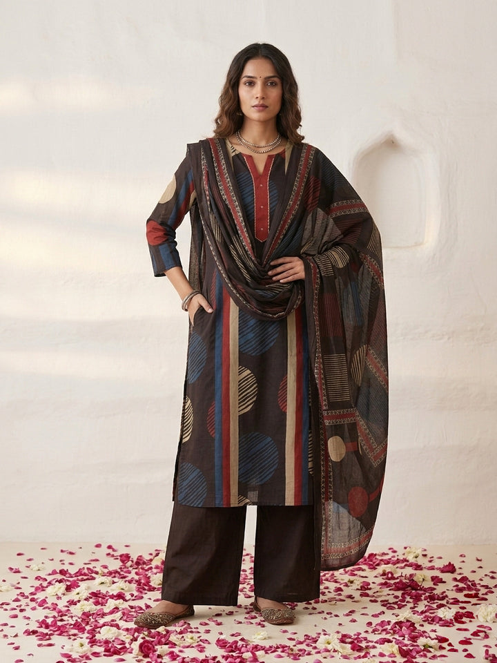 Swades jet cotton printed suit set