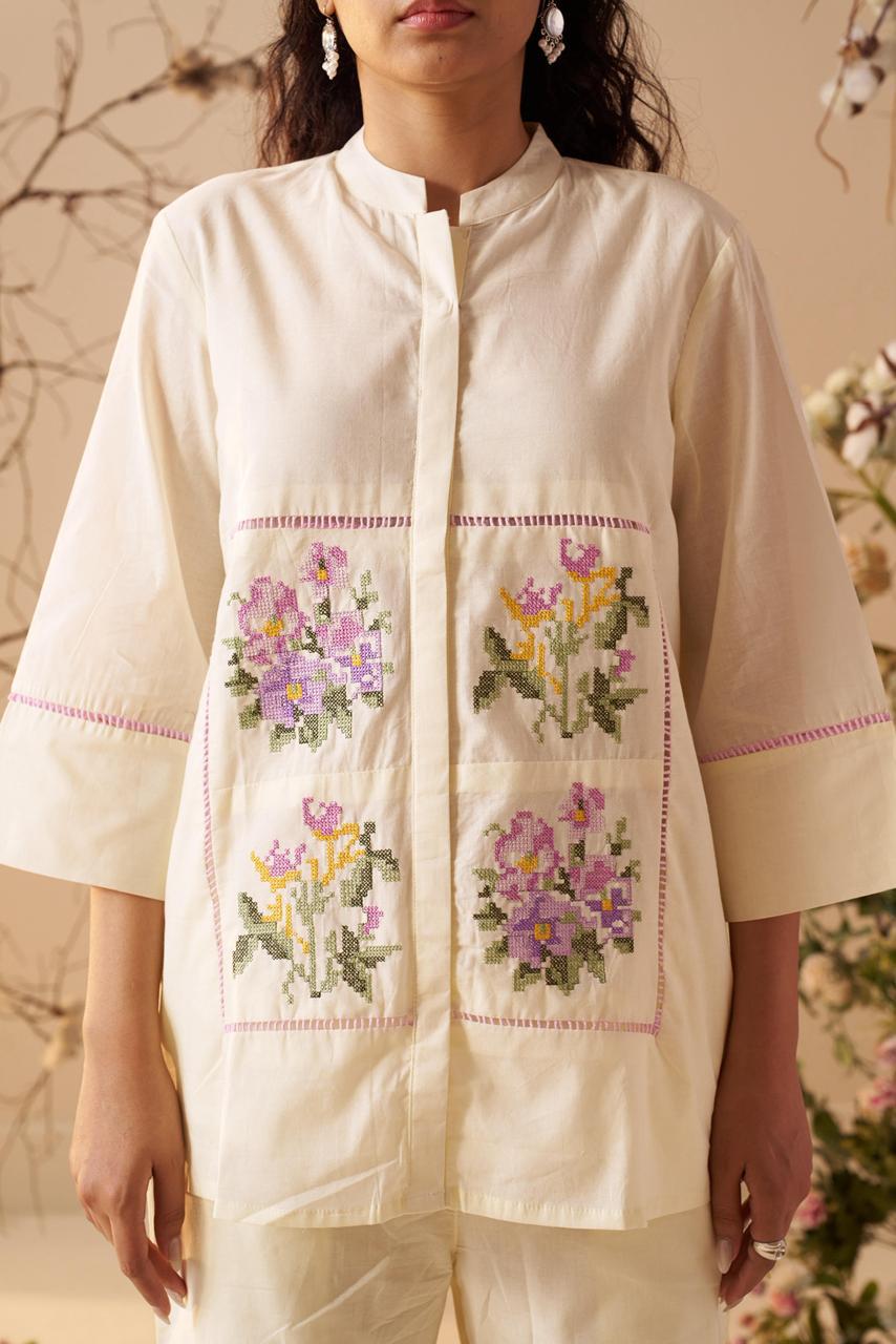 Tisca Harp embroidery Co-ord Set