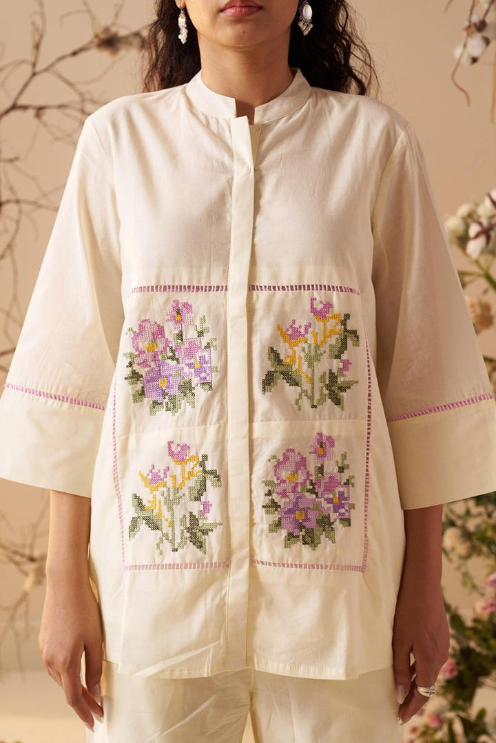 Tisca Harp embroidery Co-ord Set