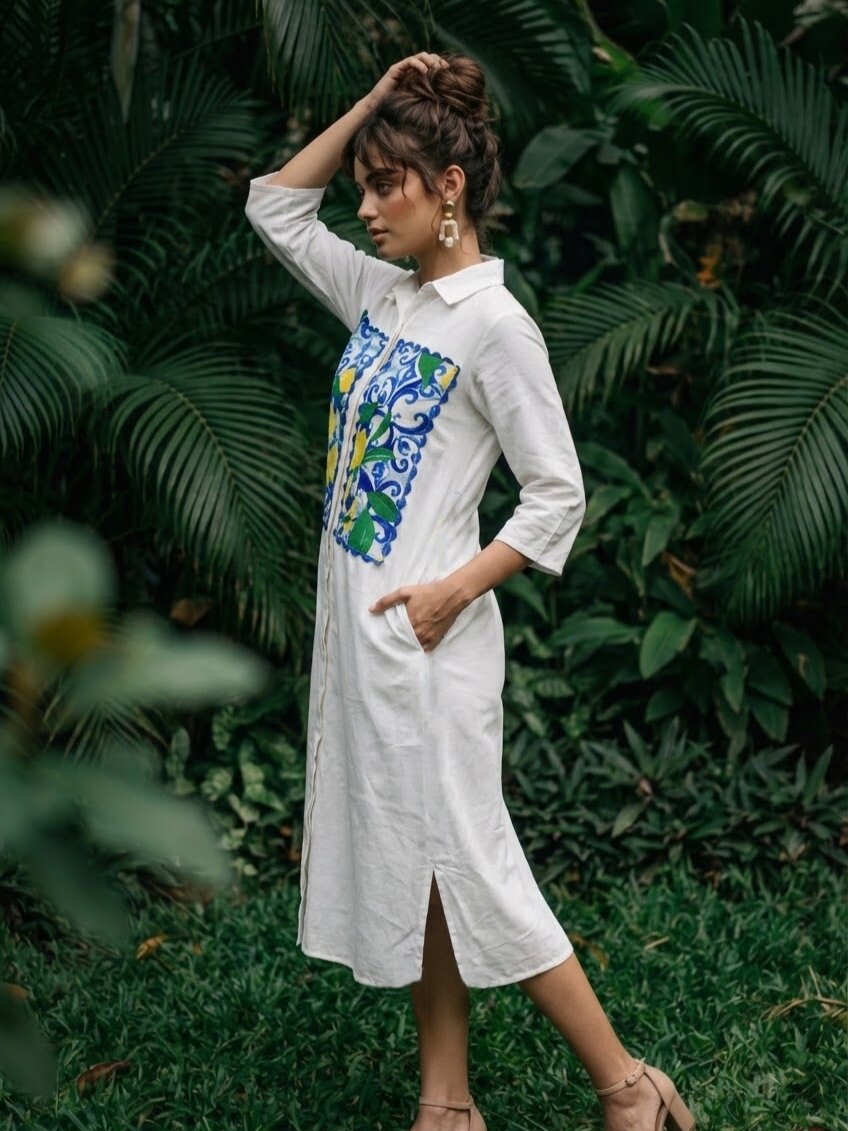 Ivanka harp cotton shirt dress