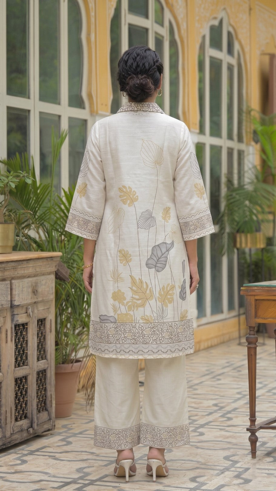 Dagdai canary cotton printed co-ord set