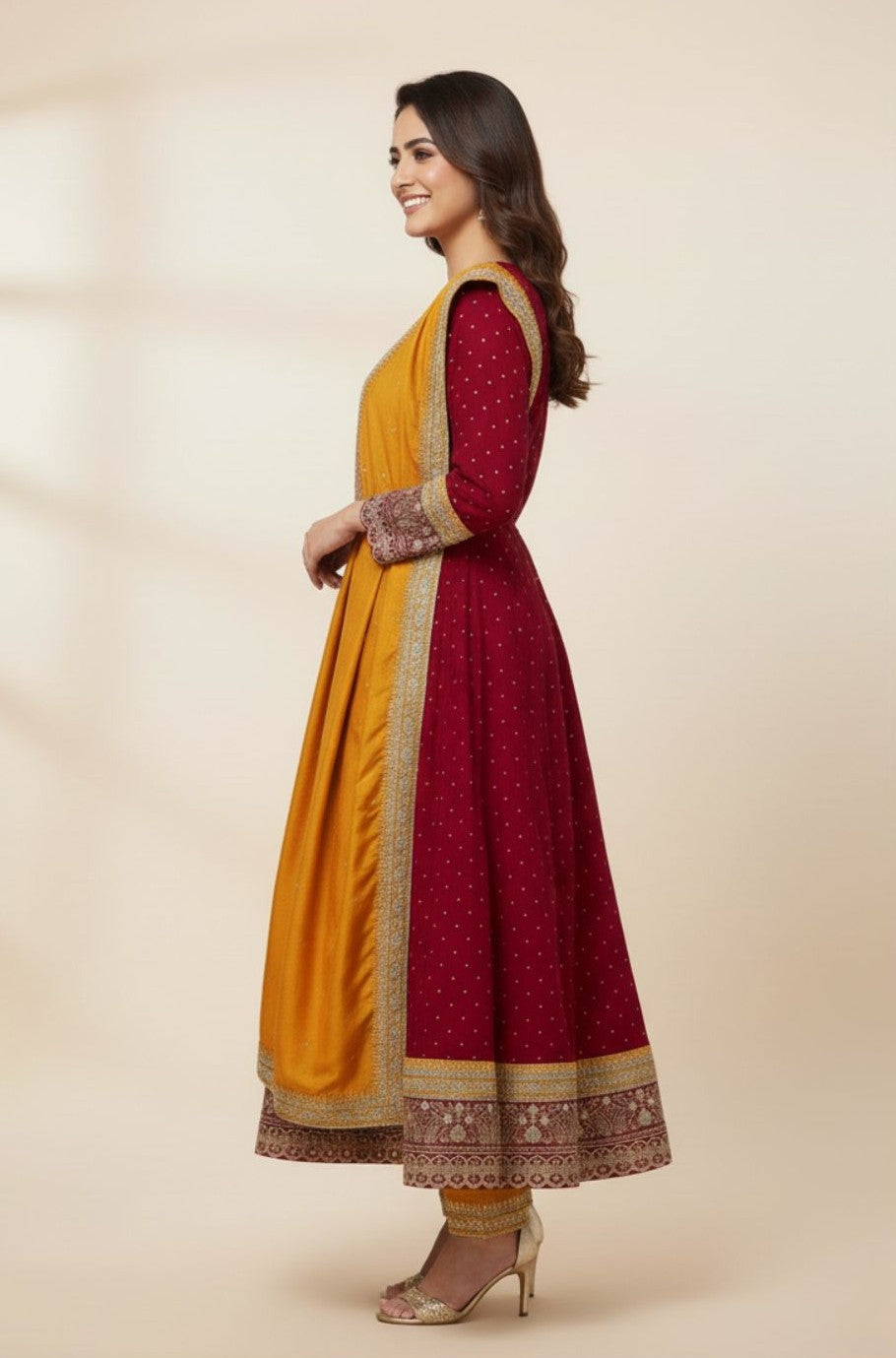 Shanti Carmine Full Work Suit Set