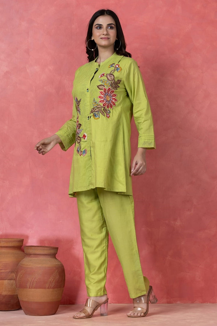Gaur Limerick embroidery cotton co-ord set